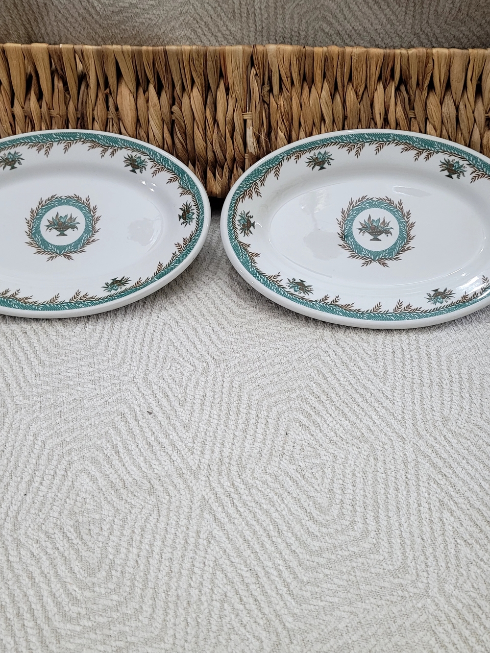 Decorative Green and White Porcelain Serving Platters
